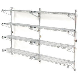 Global Industrial B1137109GZ Nexel® Poly-Green® Wall Mount Wire Shelving - 24"W x 18"D x 63"H 4-Shelf Add-On image.