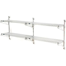 Global Industrial B1137111GZ Nexel® Poly-Green® Wall Mount Wire Shelving - 36"W x 14"D x 34"H 2-Shelf Add-On image.