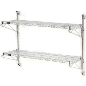 Global Industrial B1137119GZ Nexel® Poly-Green® Wall Mount Wire Shelving - 36"W x 18"D x 34"H 2-Shelf Starter image.