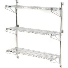 Global Industrial B1137137GZ Nexel® Poly-Green® Wall Mount Wire Shelving - 24"W x 14"D x 54"H 3-Shelf Starter image.