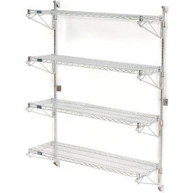 Global Industrial B1137145GZ Nexel® Poly-Green® Wall Mount Wire Shelving - 36"W x 24"D x 63"H 4-Shelf Starter image.