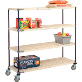 Global Industrial B2381875 Nexelite® Plastic Mat Shelf Truck w/Poly Brake Casters, 60"L x 24"W x 60"H, White image.