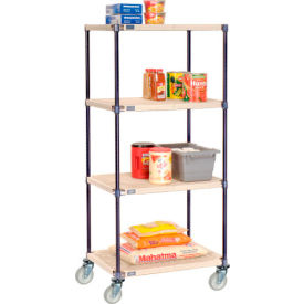 Global Industrial B2381877 Nexelite® Plastic Mat Shelf Truck w/Poly Swivel Casters, 42"L x 24"W x 80"H, White image.