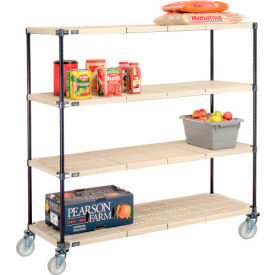 Global Industrial B2381886 Nexelite® Plastic Mat Shelf Truck w/Poly Swivel Casters, 60"L x 24"W x 60"H, White image.