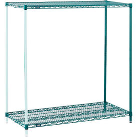 Global Industrial A12483G2 Nexel® 2 Shelf, Poly-Green® Wire Shelving Unit, Add On, 48"W x 12"D x 34"H image.