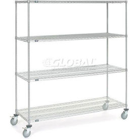 Nexel® Chrome ESD Wire Shelf Truck w/4 Shelves 24""L x 18""W x 60""H