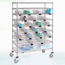 Global Industrial B2256569 Nexel® Chrome Catheter Cart with Baskets, 5" Swivel Casters, 48"W x 24"L x 68"H image.