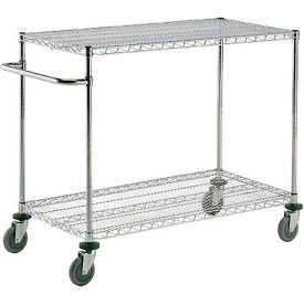 Global Industrial B2351865 Nexel® Chrome ESD Adjustable Shelf Cart w/2 Shelves & Poly Casters, 24"L x 18"W x 40"H image.