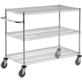 Global Industrial B2351599 Nexel® Chrome ESD Adjustable Shelf Cart w/3 Shelves & Poly Casters, 24"L x 18"W x 40"H image.