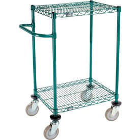 Global Industrial B3055270 Nexel® 2 Shelf Cart, Poly-Green®, 24"L x 18"W x 40"H, Polyurethane Swivel Casters image.