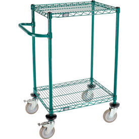 Global Industrial B3055392 Nexel® 2 Shelf Cart, Poly-Green®, 24"L x 18"W x 40"H, Polyurethane Brake Casters image.