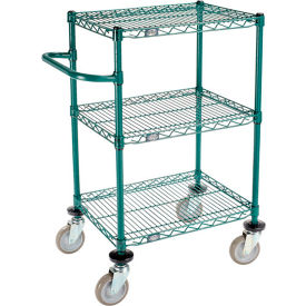 Global Industrial B3055220 Nexel® 3 Shelf Cart, Poly-Green®, 24"L x 18"W x 40"H, Polyurethane Swivel Casters image.