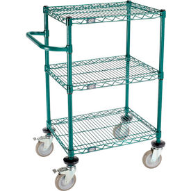 Global Industrial B3055400 Nexel® 3 Shelf Cart, Poly-Green®, 24"L x 18"W x 40"H, Polyurethane Brake Casters image.