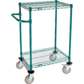 Global Industrial B3055440 Nexel® 2 Shelf Cart, Poly-Green®, 24"L x 18"W x 40"H, Polyurethane Rigid Casters image.