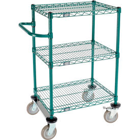 Global Industrial B3055380 Nexel® 3 Shelf Cart, Poly-Green®, 24"L x 18"W x 40"H, Polyurethane Rigid Casters image.