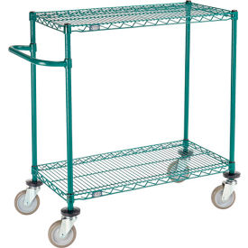 Global Industrial B3055278 Nexel® 2 Shelf Cart, Poly-Green®, 36"L x 18"W x 40"H, Polyurethane Swivel Casters image.