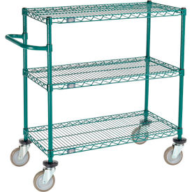 Global Industrial B3055416 Nexel® 3 Shelf Cart, Poly-Green®, 36"L x 18"W x 40"H, Polyurethane Swivel Casters image.