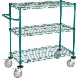 Global Industrial B3055432 Nexel® 3 Shelf Cart, Poly-Green®, 36"L x 18"W x 40"H, Polyurethane Brake Casters image.