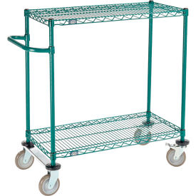 Global Industrial B3055346 Nexel® 2 Shelf Cart, Poly-Green®, 36"L x 18"W x 40"H, Polyurethane Rigid Casters image.