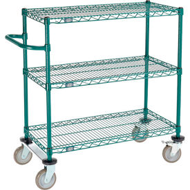 Global Industrial B3055404 Nexel® 3 Shelf Cart, Poly-Green®, 36"L x 18"W x 40"H, Polyurethane Rigid Casters image.