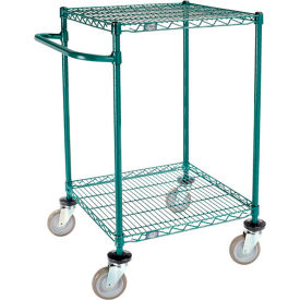 Global Industrial B3055230 Nexel® 2 Shelf Cart, Poly-Green®, 24"L x 24"W x 40"H, Polyurethane Swivel Casters image.