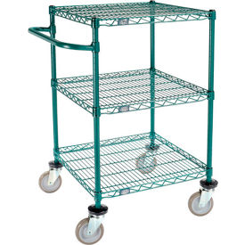 Global Industrial B3055224 Nexel® 3 Shelf Cart, Poly-Green®, 24"L x 24"W x 40"H, Polyurethane Swivel Casters image.