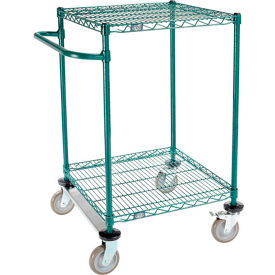Global Industrial B3055248 Nexel® 2 Shelf Cart, Poly-Green®, 24"L x 24"W x 40"H, Polyurethane Rigid Casters image.