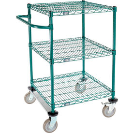 Global Industrial B3055454 Nexel® 3 Shelf Cart, Poly-Green®, 24"L x 24"W x 40"H, Polyurethane Rigid Casters image.