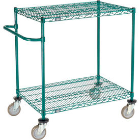 Global Industrial B3055324 Nexel® 2 Shelf Cart, Poly-Green®, 36"L x 24"W x 40"H, Polyurethane Swivel Casters image.