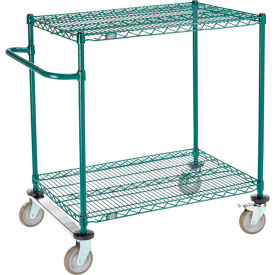 Global Industrial B3055344 Nexel® 2 Shelf Cart, Poly-Green®, 36"L x 24"W x 40"H, Polyurethane Rigid Casters image.
