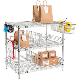 Nexel® 3 Shelf Chrome To Go Wire Shelving Unit 24""W x 18""D x 34""H