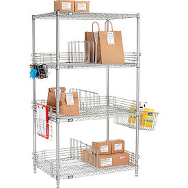 Nexel® 4 Shelf Chrome To Go Wire Shelving Unit 24""W x 18""D x 63""H