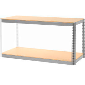 Global Industrial 2 Shelf Extra Heavy Duty Boltless Shelving Add On 42""W x 15""D x 36""H Wood Deck