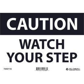 Global Industrial 724211A Global Industrial™ Caution Watch Your Step, 7x10, Aluminum image.