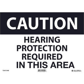 Global Industrial 724213AB Global Industrial™ Caution Hearing Protection Required In This Area, 10x14, Aluminum image.