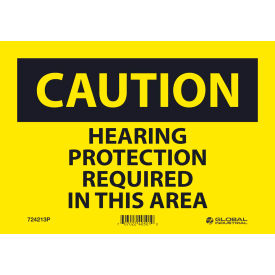 Global Industrial 724213P Global Industrial™ Caution Hearing Protection Required, 7x10, Pressure Sensitive Vinyl image.