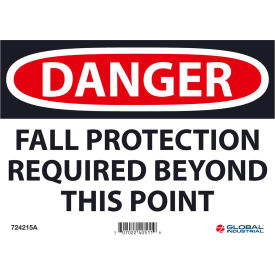 Global Industrial 724215A Global Industrial™ Danger Fall Protection Required Beyond This Point, 7x10, Aluminum image.