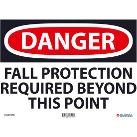 Global Industrial 724215PB Global Industrial™ Danger Fall Protection Required 10x14, Pressure Sensitive Vinyl image.