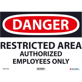 Global Industrial 724217AB Global Industrial™ Danger Restricted Area Authorized Employees Only, 10x14, Aluminum image.