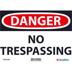 Global Industrial 724218A Global Industrial™ Danger No Trespassing, 7x10, Aluminum image.