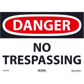 Global Industrial 724218AB Global Industrial™ Danger No Trespassing, 10x14, Aluminum image.