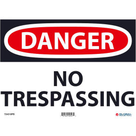 Global Industrial 724218PB Global Industrial™ Danger No Trespassing, 10x14, Pressure Sensitive Vinyl image.