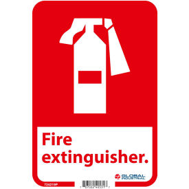 Global Industrial 724219P Global Industrial™ Fire Extinguisher Sign, 10x7, Pressure Sensitive Vinyl image.