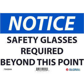 Global Industrial 724224A Global Industrial™ Notice Safety Glasses Required Beyond This Point, 7x10, Aluminum image.
