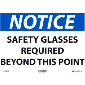 Global Industrial 724224AB Global Industrial™ Notice Safety Glasses Required Beyond This Point, 10x14, Aluminum image.