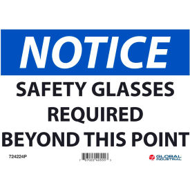 Global Industrial 724224P Global Industrial™ Notice Safety Glasses Required, 7x10, Pressure Sensitive Vinyl image.