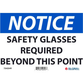 Global Industrial 724224R Global Industrial™ Notice Safety Glasses Required Beyond This Point, 7x10, Rigid Plastic image.