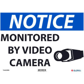 Global Industrial 724225RB Global Industrial™ Notice Monitored By Video Camera, 10"X14", Rigid Plastic image.