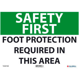 Global Industrial 724227AB Global Industrial™ Safety First Foot Protection Required In This Area, 10x14, Aluminum image.