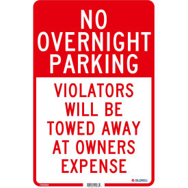 Global Industrial 724230A Global Industrial™ No Overnight Parking Violators Will Be Towed, 18x12, .040 Aluminum image.